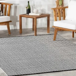 Kirklands Home Black & White Trellis Indoor/Outdoor Rug, 4x6 New