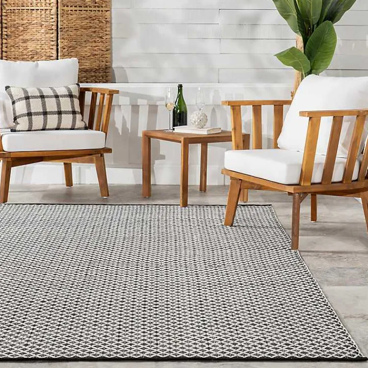 Kirklands Home Black & White Trellis Indoor/Outdoor Rug, 5x8 Online