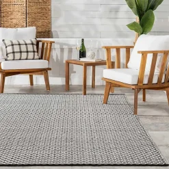 Kirklands Home Black & White Trellis Indoor/Outdoor Rug, 6x9