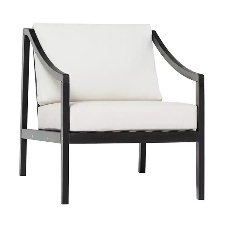 Kirklands Home Black Acacia Wood Outdoor Club Chair