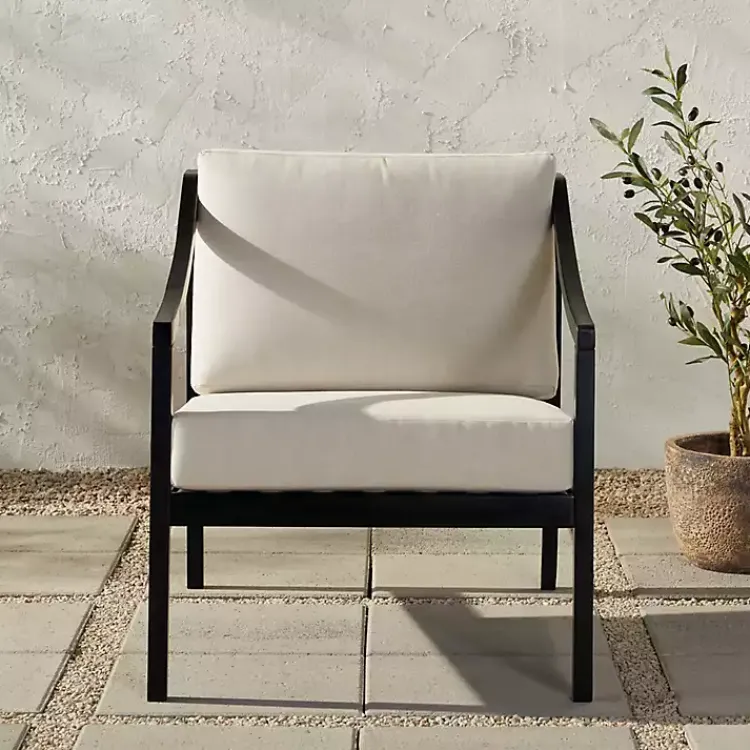 Kirklands Home Black Acacia Wood Outdoor Club Chair