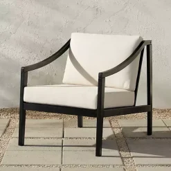 Kirklands Home Black Acacia Wood Outdoor Club Chair