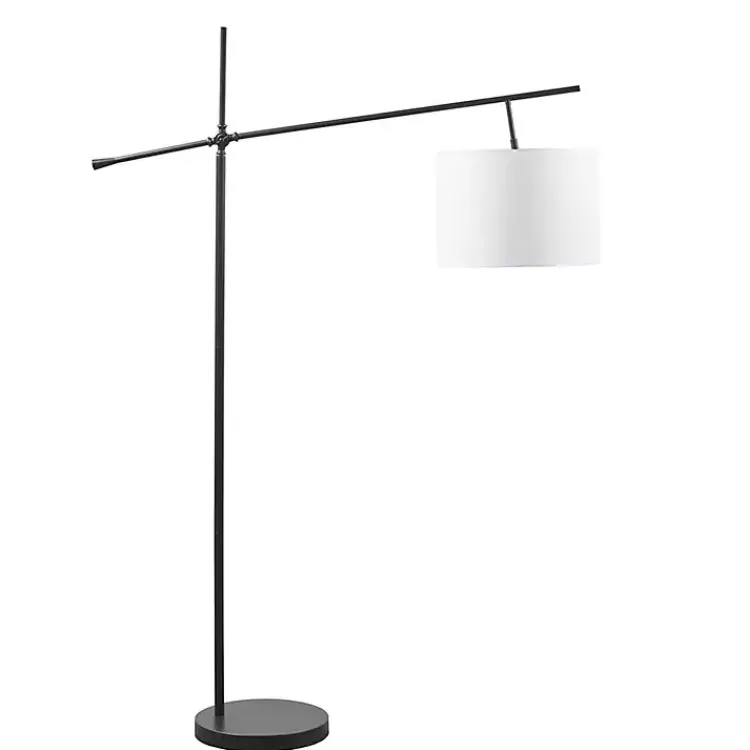 Kirklands Home Black Adjustable Arm Modern Floor Lamp White New
