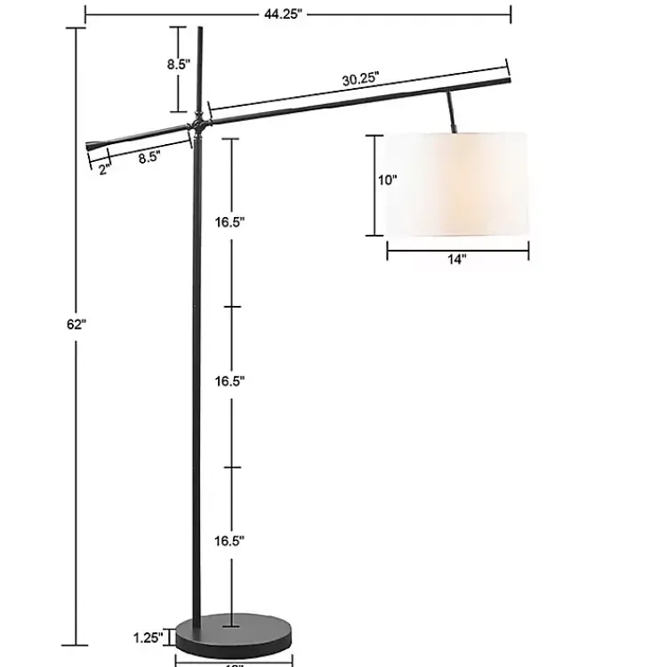 Kirklands Home Black Adjustable Arm Modern Floor Lamp White New