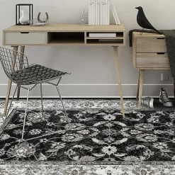 Kirklands Home Black Alex Area Rug, 5x7 New