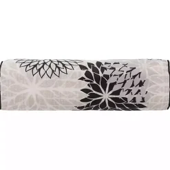 Kirklands Home and Beige Floral Outdoor Bolster Pillow Black Outlet