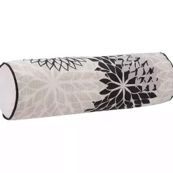 Kirklands Home and Beige Floral Outdoor Bolster Pillow Black Outlet