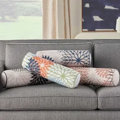 Kirklands Home and Beige Floral Outdoor Bolster Pillow Black Outlet