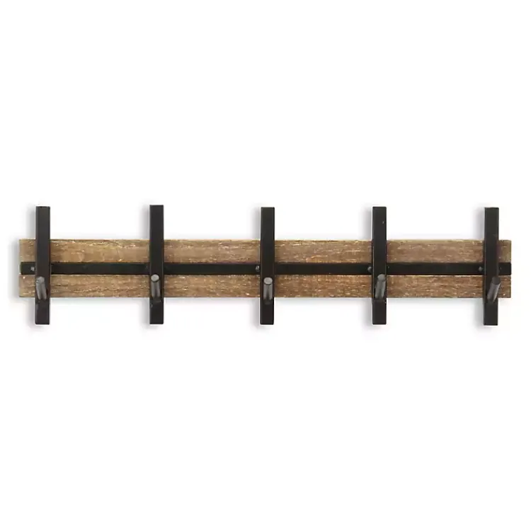 Kirklands Home Black and Brown 5-Hook Coat Rack Sale