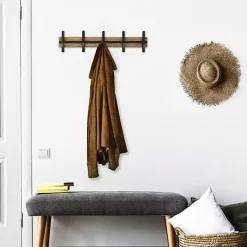Kirklands Home Black and Brown 5-Hook Coat Rack Sale