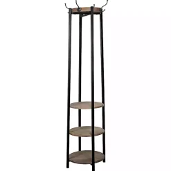 Kirklands Home Black and Brown Wood and Metal Shelf Coat Rack Discount