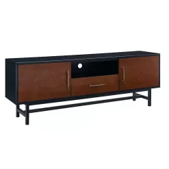 Kirklands Home Black and Wood 2-Door Media Cabinet Brown New