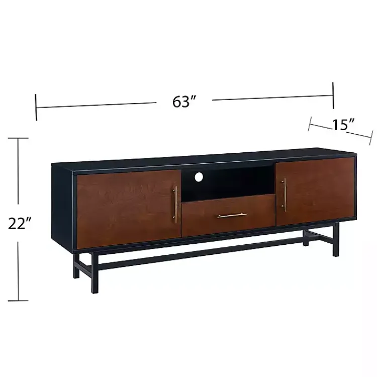 Kirklands Home Black and Wood 2-Door Media Cabinet Brown New