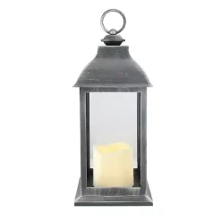 Lanterns>Kirklands Home and Brushed Silver LED Candle Lantern Black