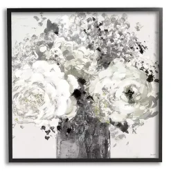 Kirklands Home Black and Cream Abstract Floral Canvas Art Print Clearance