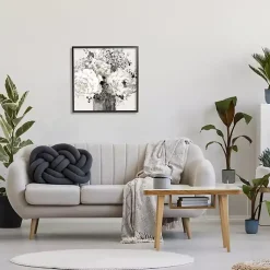 Kirklands Home Black and Cream Abstract Floral Canvas Art Print Clearance