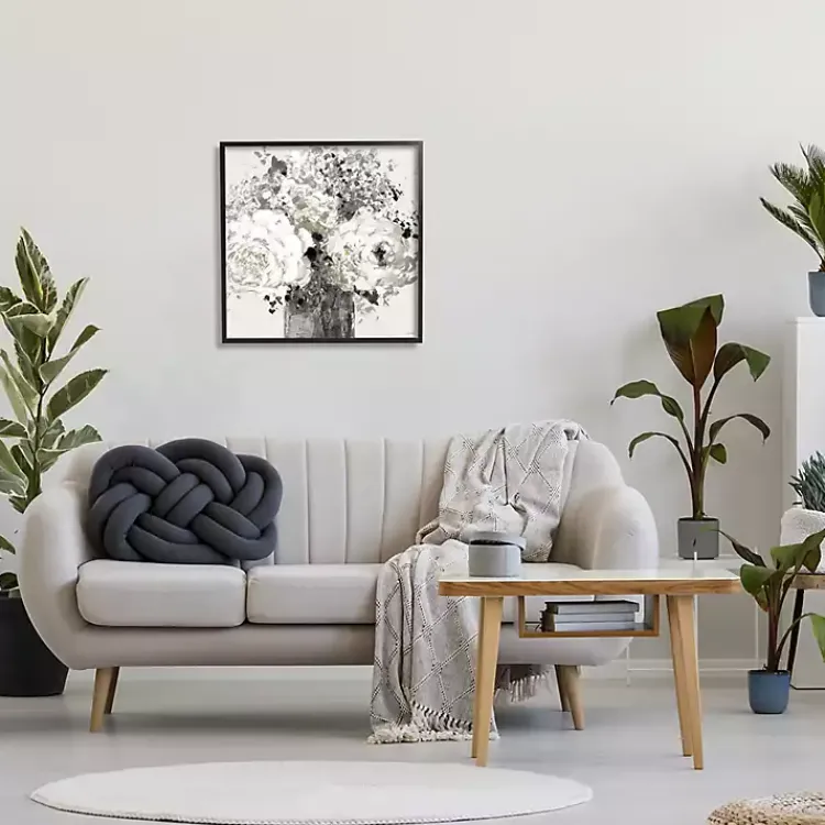 Kirklands Home Black and Cream Abstract Floral Canvas Art Print Clearance