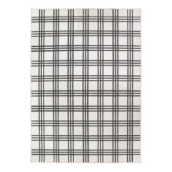 Kirklands Home Black and Cream Plaid Washable Area Rug, 5x7 Sale