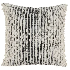 Pillows>Kirklands Home and Cream Striped Diamond Pillow Cover Black