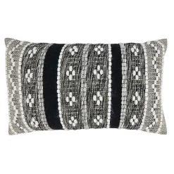 Pillows>Kirklands Home and Cream Woven Pattern Lumbar Pillow Black