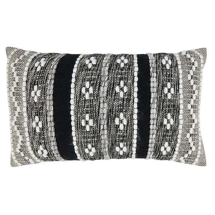 Pillows>Kirklands Home and Cream Woven Pattern Lumbar Pillow Black
