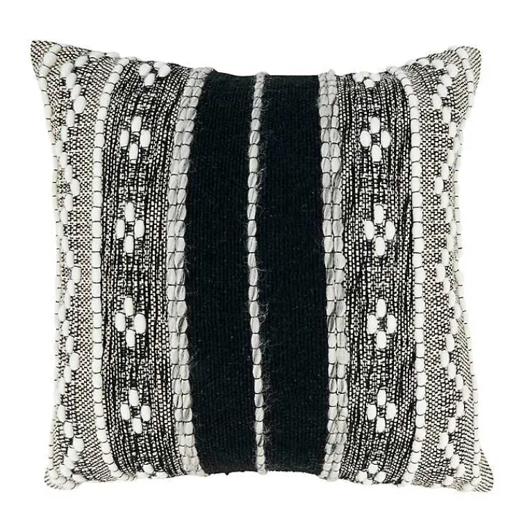 Pillows>Kirklands Home and Cream Woven Pattern Throw Pillow Black
