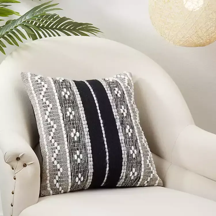 Pillows>Kirklands Home and Cream Woven Pattern Throw Pillow Black