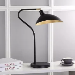 Kirklands Home Black and Gold Curved Neck Giselle Task Lamp New