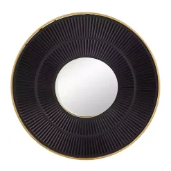 Kirklands Home and Gold Double Ribbed Wall Mirror Black Hot