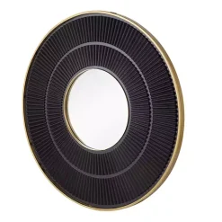 Kirklands Home and Gold Double Ribbed Wall Mirror Black Hot