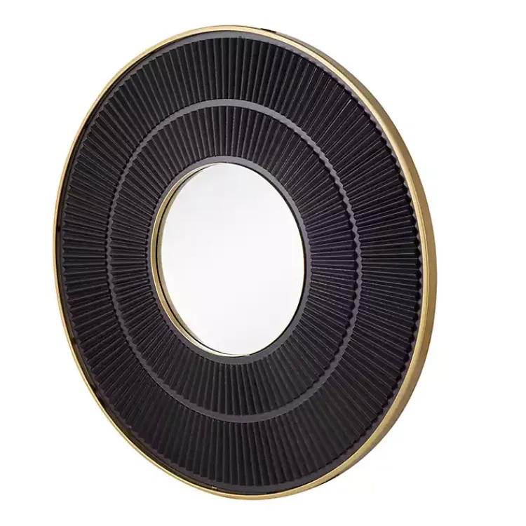 Kirklands Home and Gold Double Ribbed Wall Mirror Black Hot
