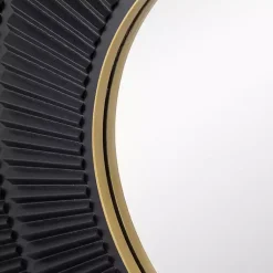 Kirklands Home and Gold Double Ribbed Wall Mirror Black Hot