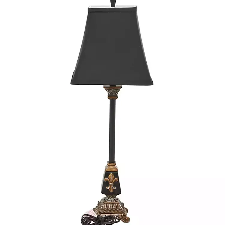 Kirklands Home and Gold Fleur De Lis Buffet Lamp Black Outlet