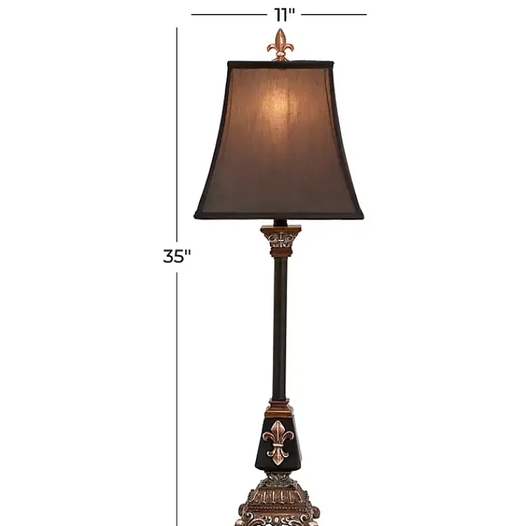 Kirklands Home and Gold Fleur De Lis Buffet Lamp Black Outlet