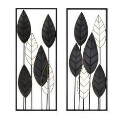 Kirklands Home Black and Gold Metal Leaves Wall Plaque Online