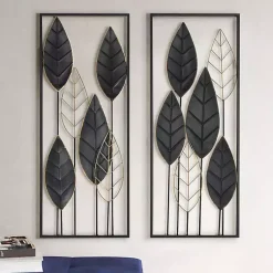Kirklands Home Black and Gold Metal Leaves Wall Plaque Online