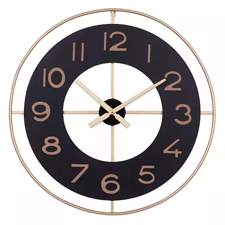 Kirklands Home Black and Gold Open Frame Axis Clock Outlet