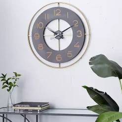 Kirklands Home Black and Gold Open Frame Axis Clock Outlet