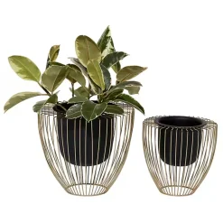 Kirklands Home Black and Gold Open Frame Planters, Set of 2 Sale