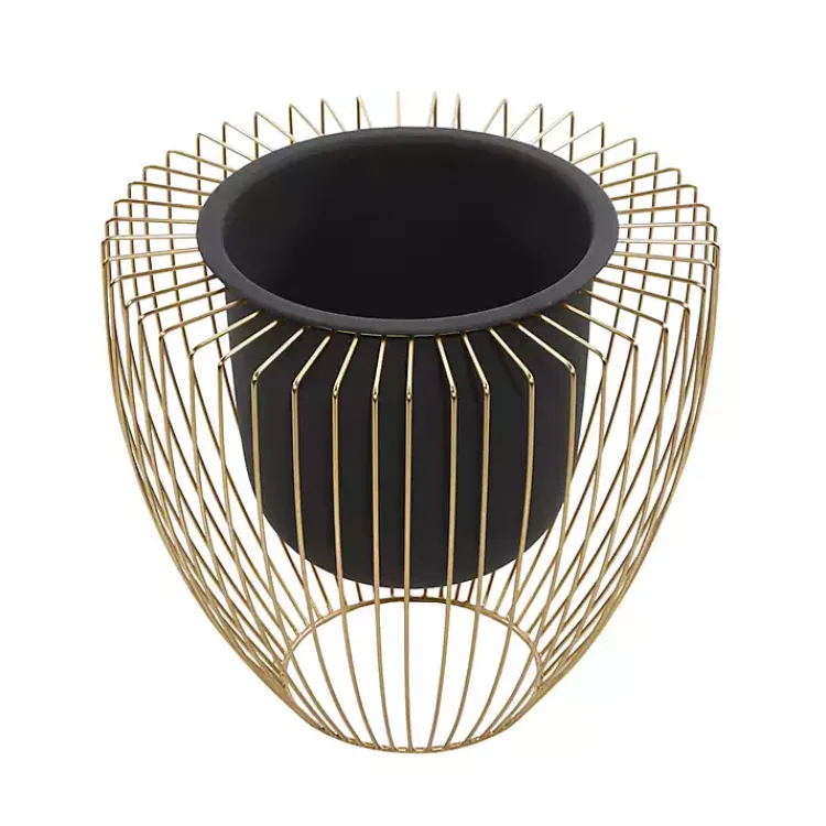 Kirklands Home Black and Gold Open Frame Planters, Set of 2 Sale