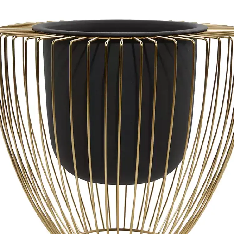 Kirklands Home Black and Gold Open Frame Planters, Set of 2 Sale