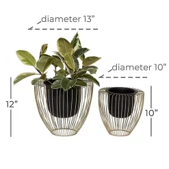 Kirklands Home Black and Gold Open Frame Planters, Set of 2 Sale
