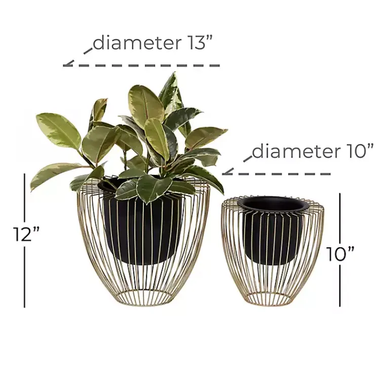 Kirklands Home Black and Gold Open Frame Planters, Set of 2 Sale