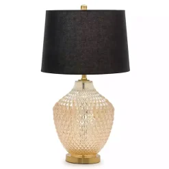 Kirklands Home Black and Gold Textured Glass Table Lamp
