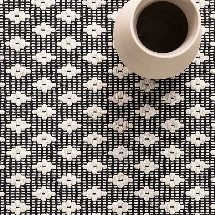 Kirklands Home Black and Ivory Dainty Diamond Area Rug, 5x8 Discount
