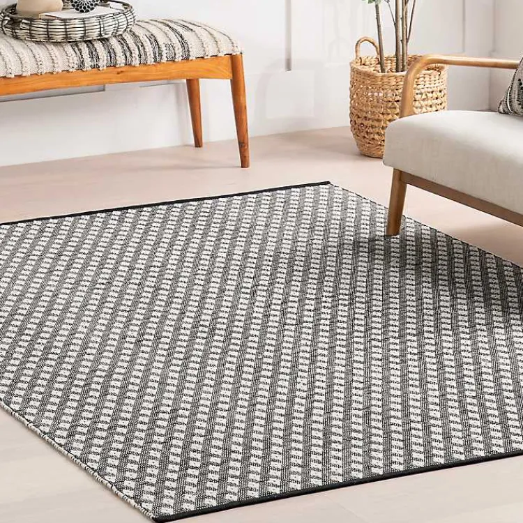 Kirklands Home Black and Ivory Dainty Diamond Area Rug, 5x8 Discount