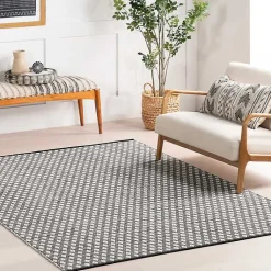 Kirklands Home Black and Ivory Dainty Diamond Area Rug, 4x6 Online