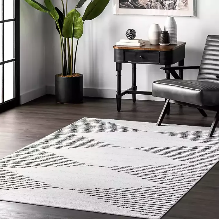 Kirklands Home Black and Ivory Diamond Washable Area Rug, 3x5 Hot