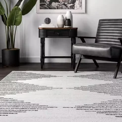 Kirklands Home Black and Ivory Diamond Washable Area Rug, 4x6 Clearance