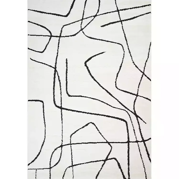 Kirklands Home Black and Ivory Monotone Geo Area Rug, 5x7 Clearance